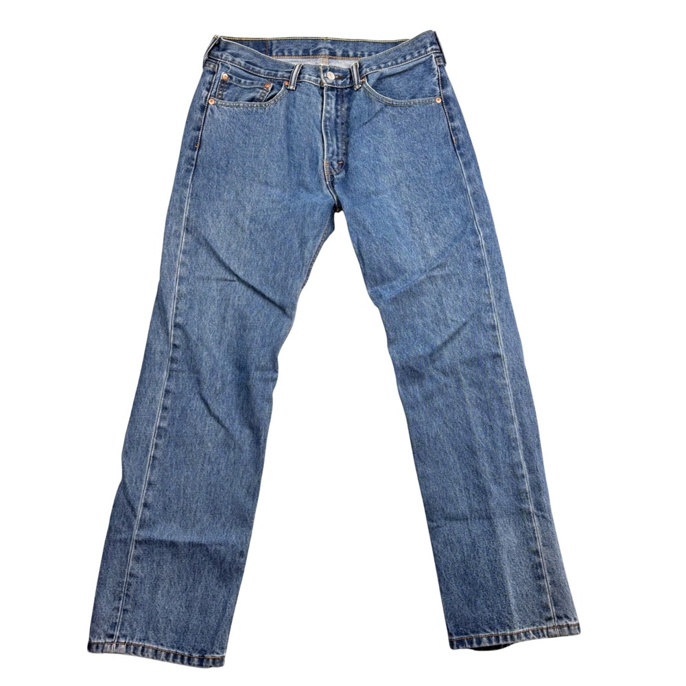 Levis 505 Regular Fit Straight Leg Blue Denim Jeans Mens 33x30 Medium Wash